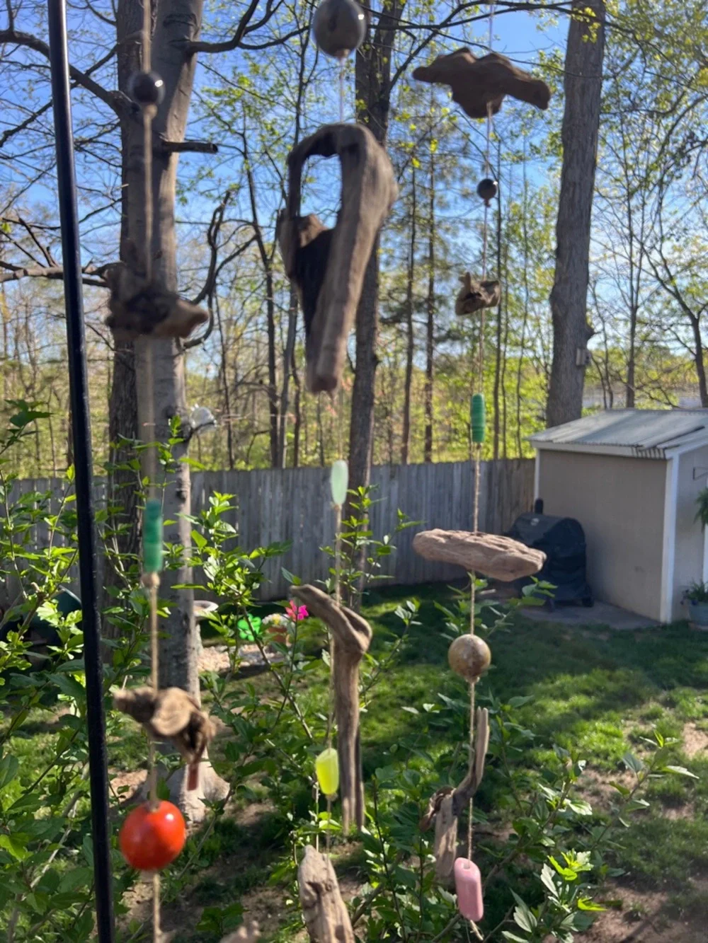 Wind hanging decor handmade using driftwood and fro Potomac River - Picture 3 of 15